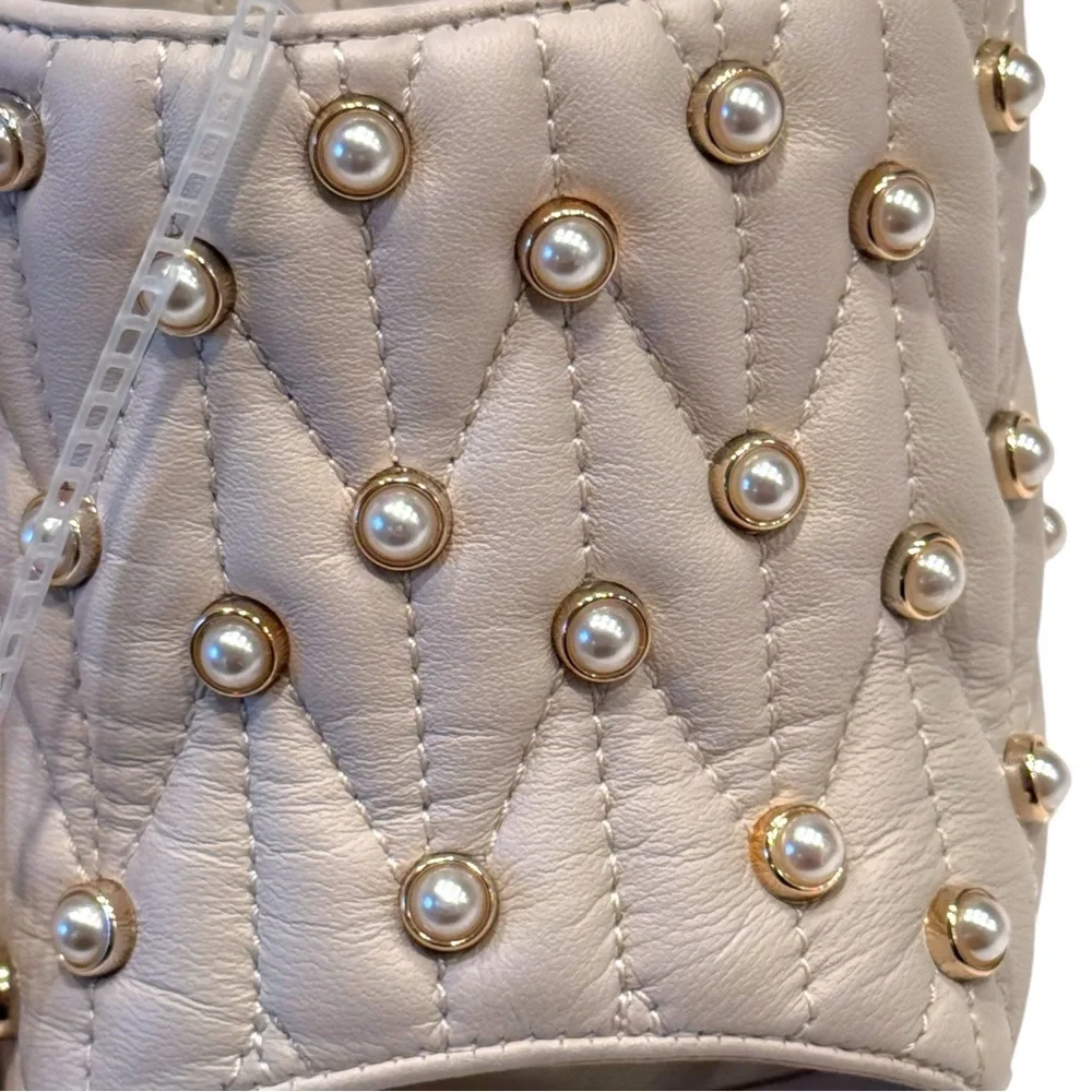 Karl Lagerfeld Pearl Studded AVIVA Platform Sandals